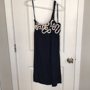 BCBG MAXAZRIA navy blue one strap dress